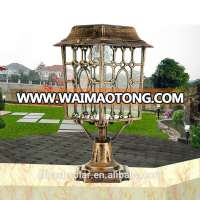 Aluminum super bright antique brass outdoor solar pillar lamp